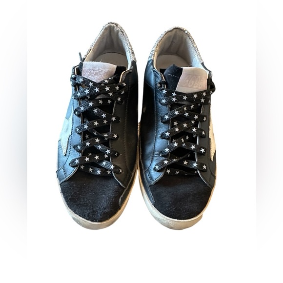 Authentic Golden Goose Women Superstar Sneaker Black/White/Silver Sz37 with Box - Picture 1 of 7